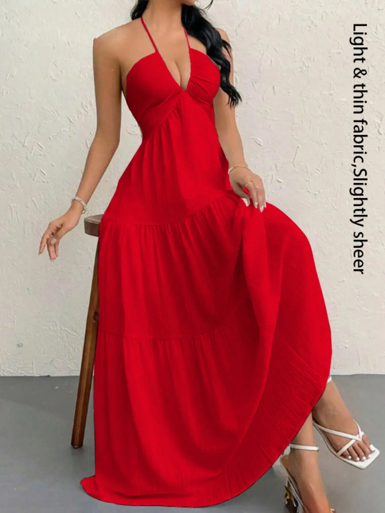 Women's Casual Sleeveless Backless Dress for Summer Beach Vacations