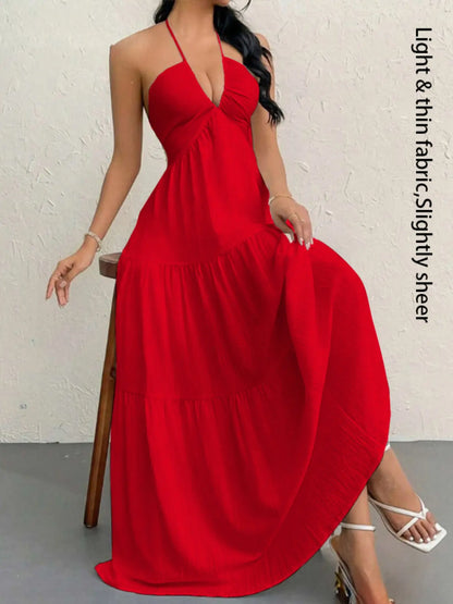 Women's Casual Sleeveless Backless Dress for Summer Beach Vacations