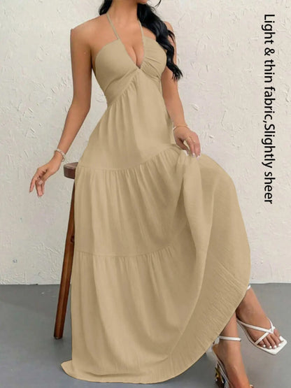 Women's Casual Sleeveless Backless Dress for Summer Beach Vacations