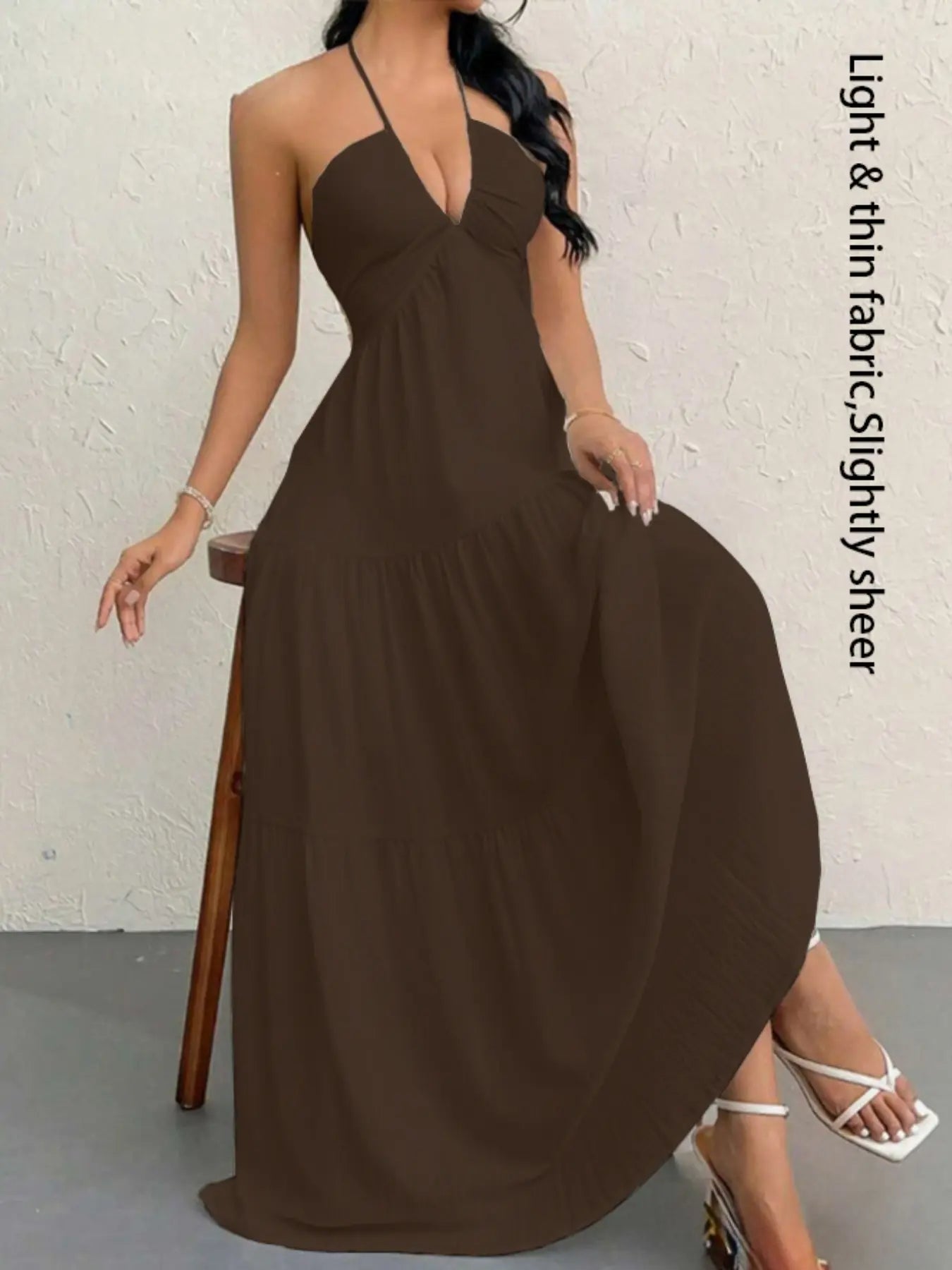 Women's Casual Sleeveless Backless Dress for Summer Beach Vacations
