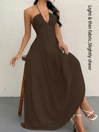 Women's Casual Sleeveless Backless Dress for Summer Beach Vacations