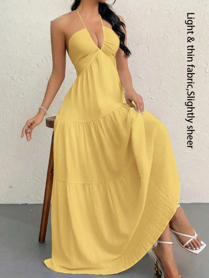 Women's Casual Sleeveless Backless Dress for Summer Beach Vacations