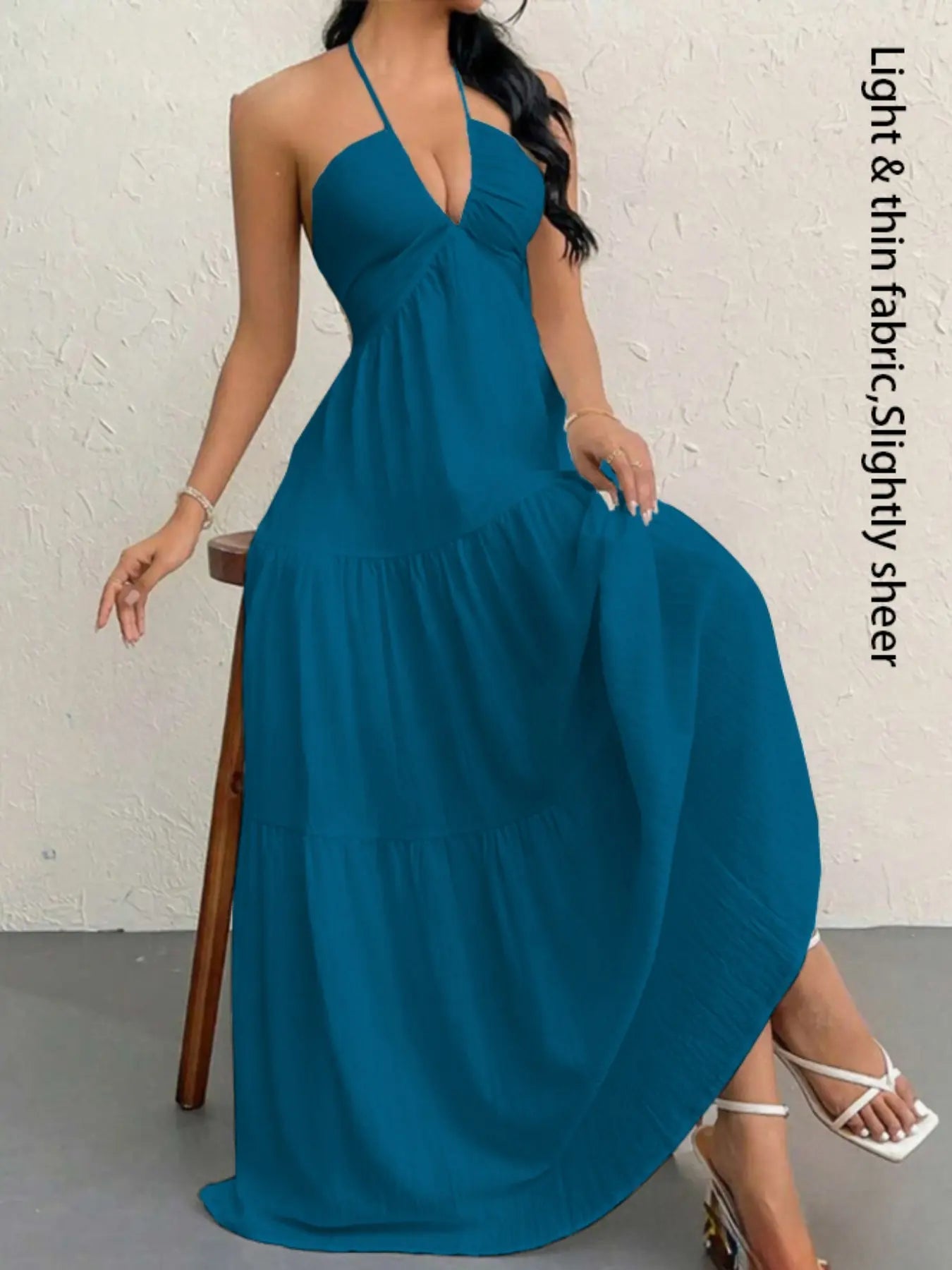 Women's Casual Sleeveless Backless Dress for Summer Beach Vacations