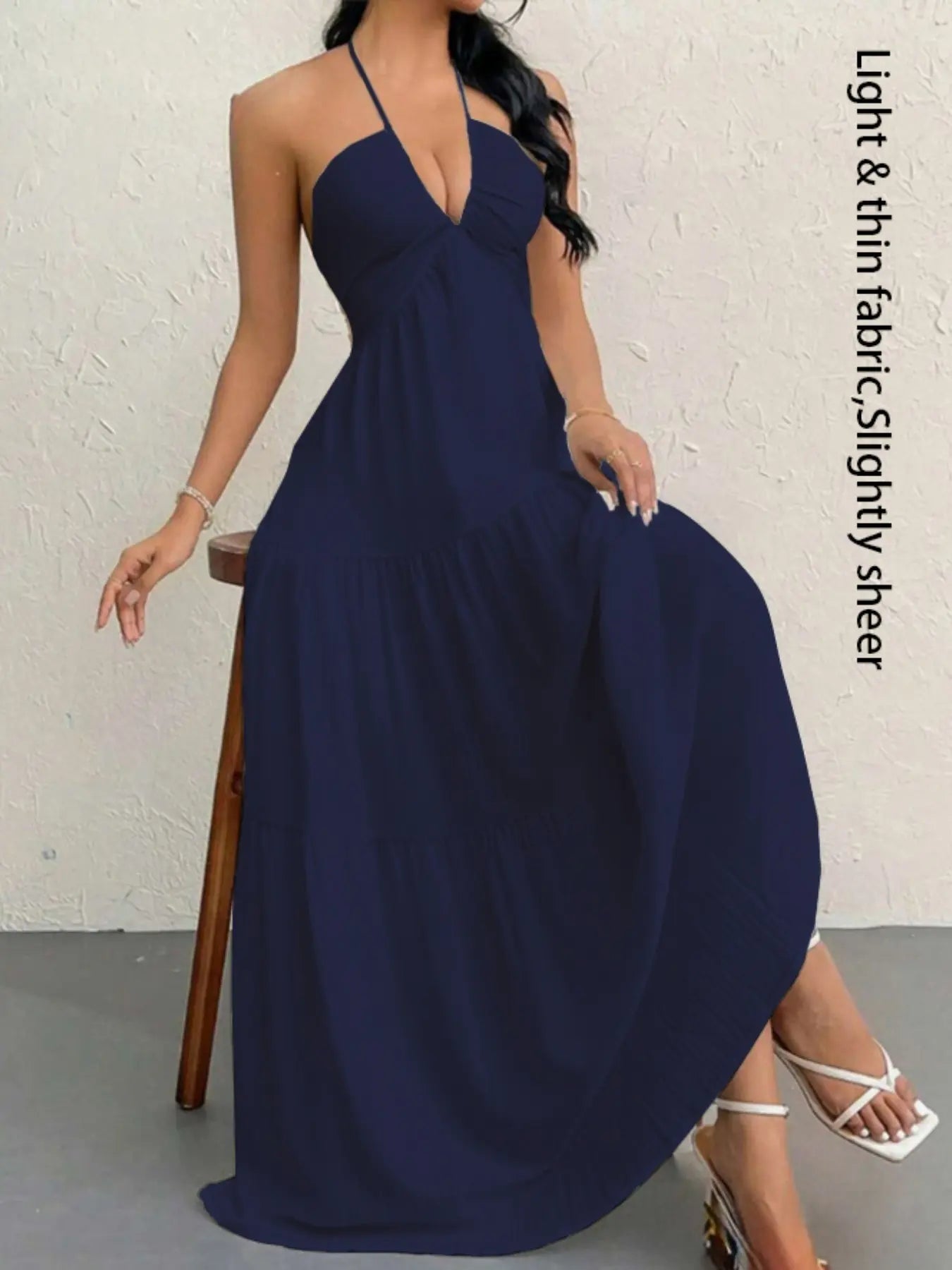 Women's Casual Sleeveless Backless Dress for Summer Beach Vacations