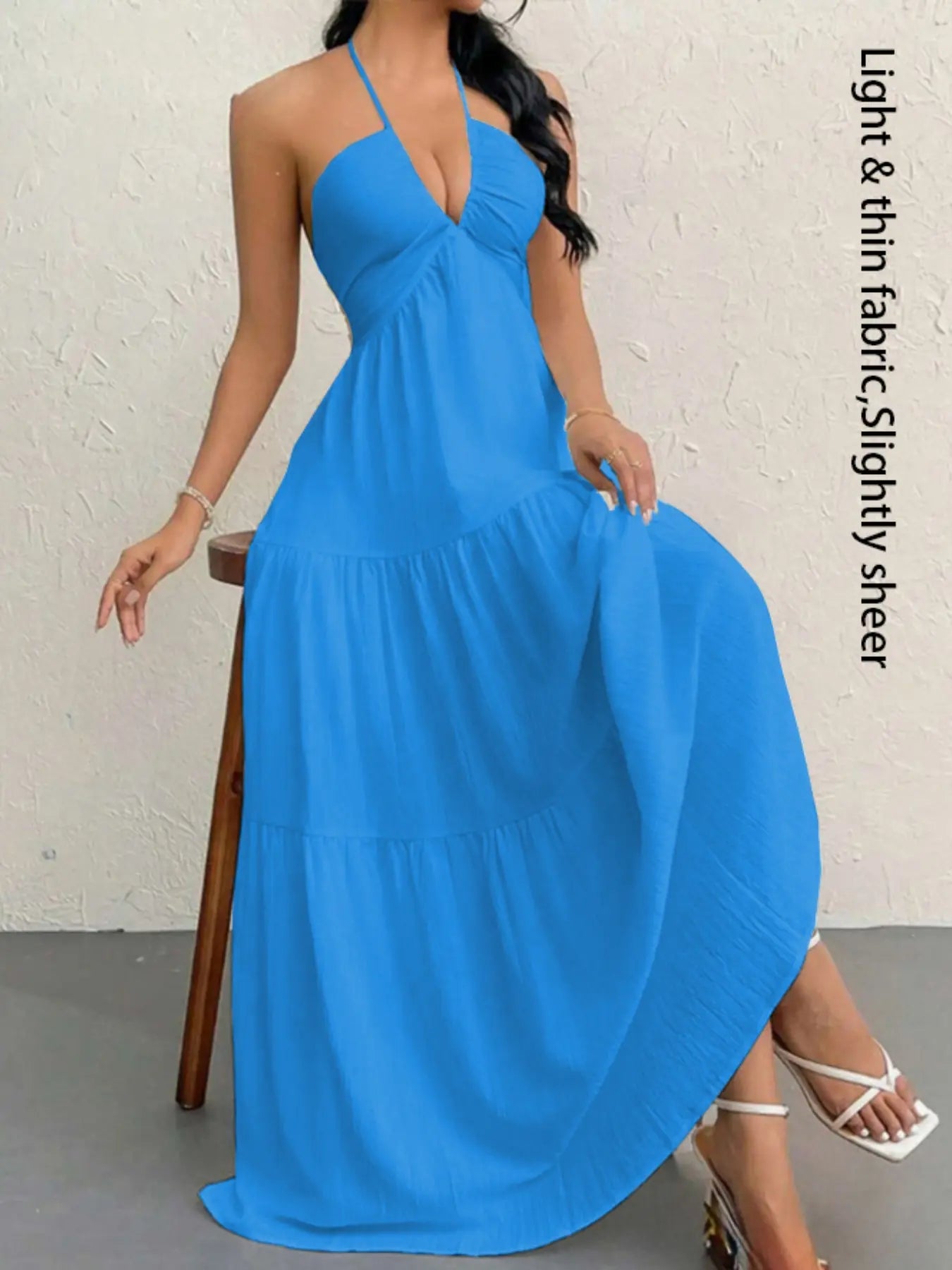 Women's Casual Sleeveless Backless Dress for Summer Beach Vacations