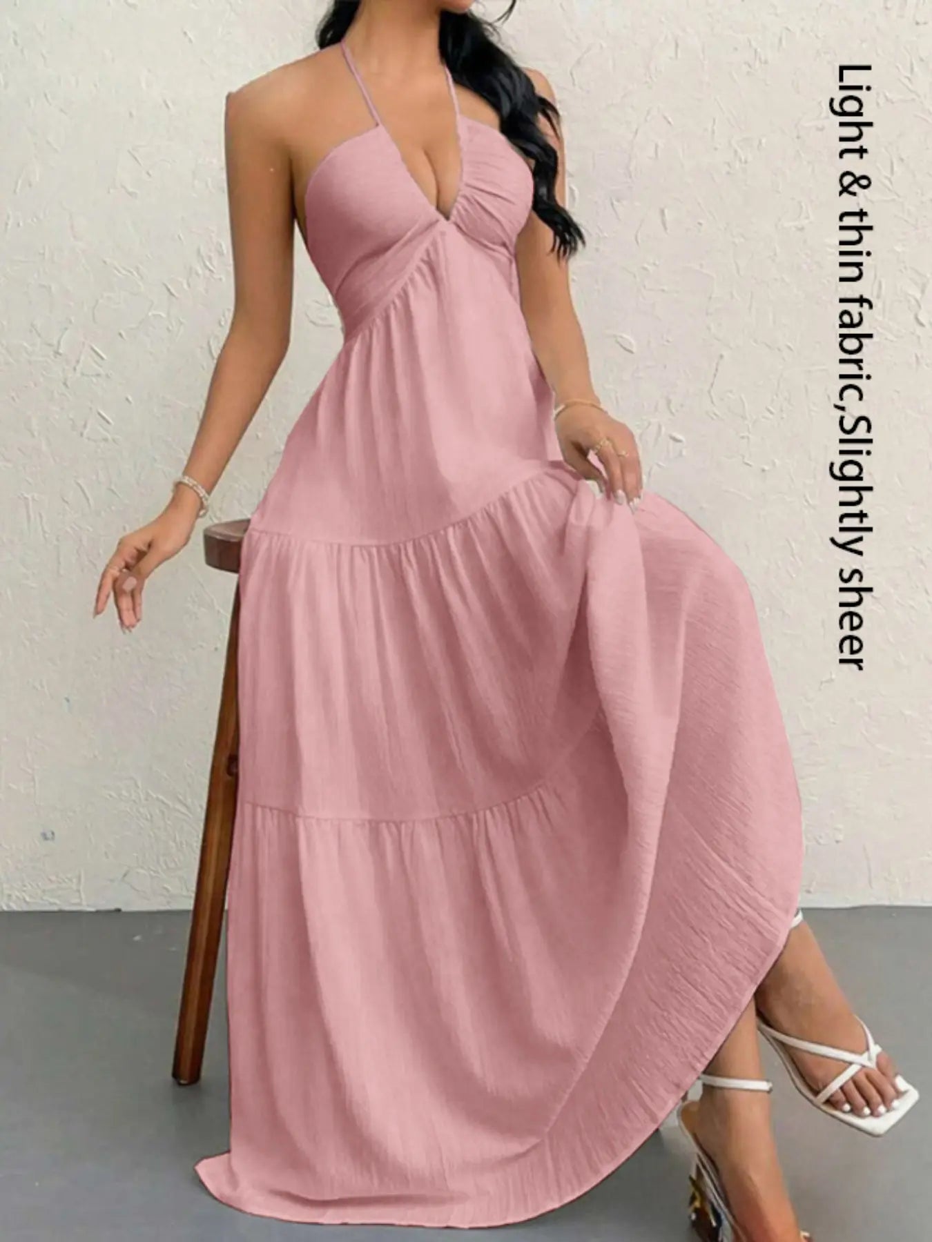 Women's Casual Sleeveless Backless Dress for Summer Beach Vacations