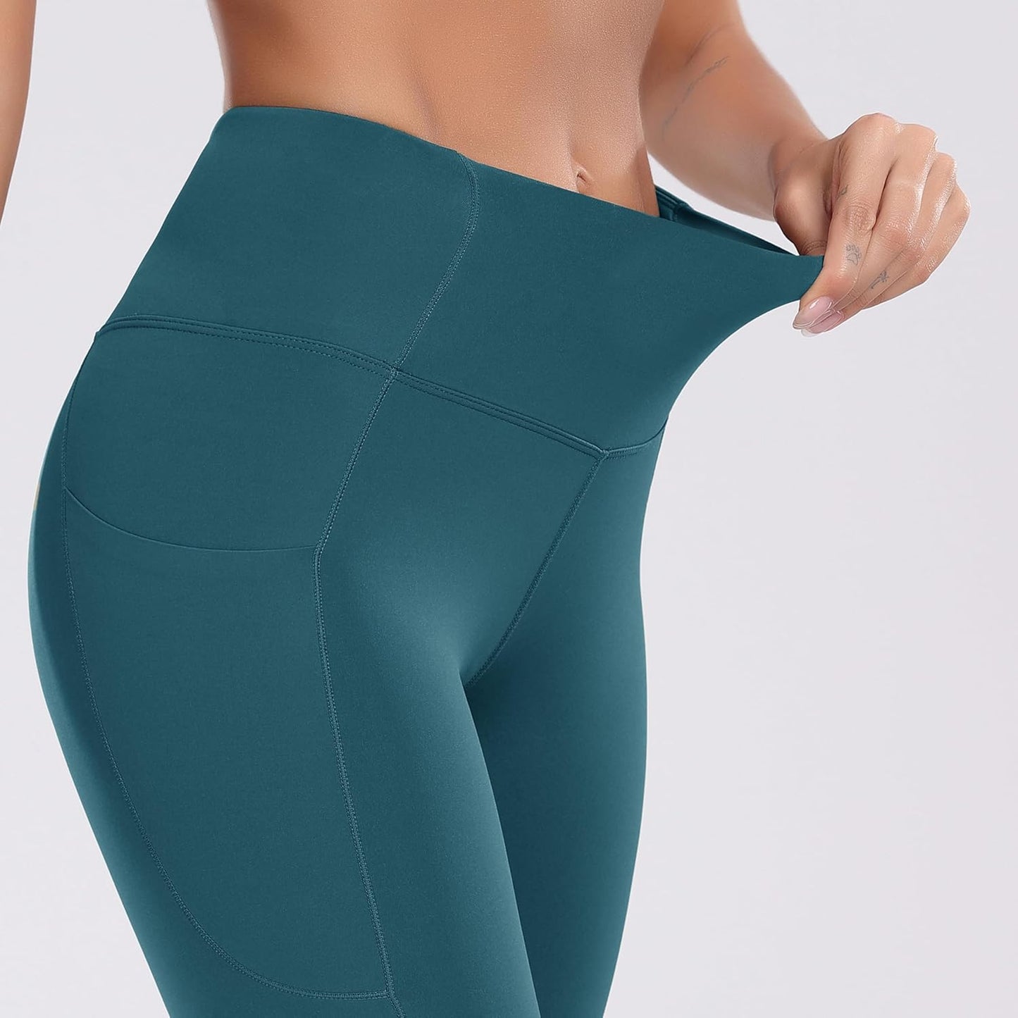 Women's High Waist Yoga Shorts with Side Pockets for Workout and Running