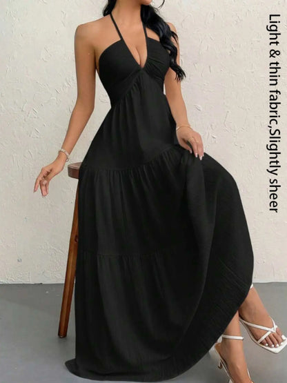Women's Casual Sleeveless Backless Dress for Summer Beach Vacations