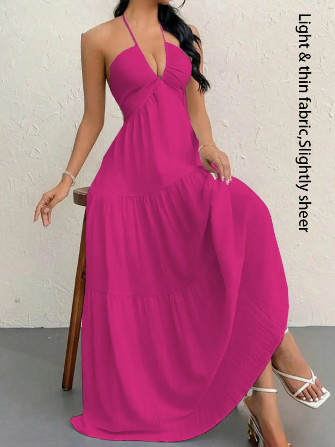 Women's Casual Sleeveless Backless Dress for Summer Beach Vacations