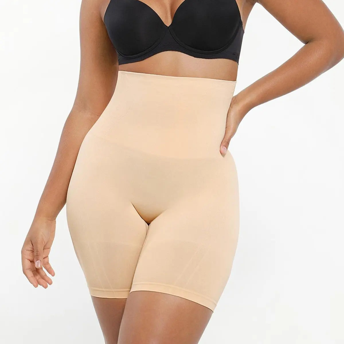 Shapellx Women's Seamless High-Waisted Sculpting Shorts for Tummy Control and Thigh Slimming