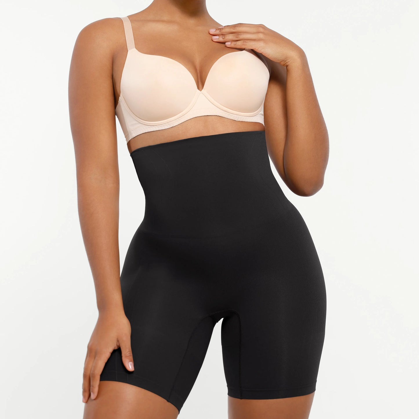 Shapellx Women's Seamless High-Waisted Sculpting Shorts for Tummy Control and Thigh Slimming