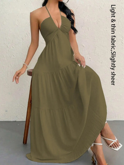 Women's Casual Sleeveless Backless Dress for Summer Beach Vacations