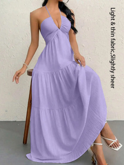 Women's Casual Sleeveless Backless Dress for Summer Beach Vacations