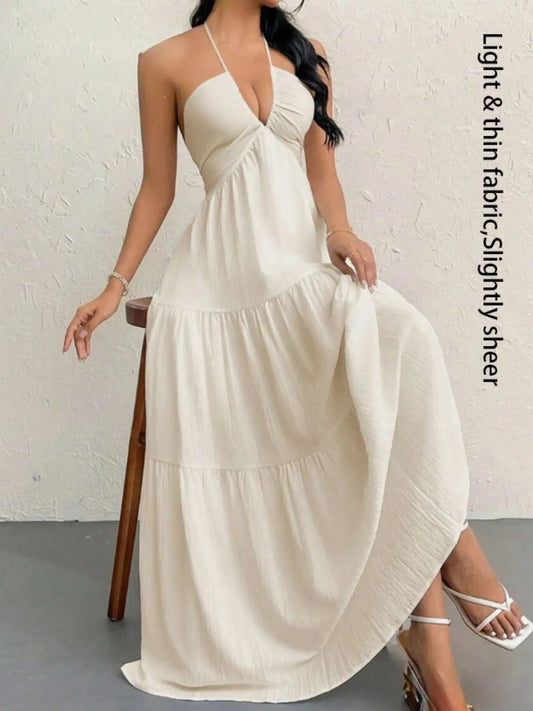 Women's Casual Sleeveless Backless Dress for Summer Beach Vacations